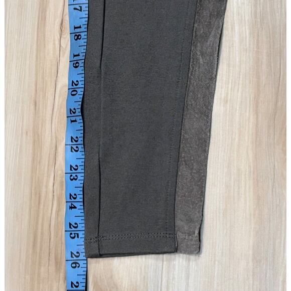 Hale Bob XS Suede Panel Legging Pant Leather Trim Stretch Olive Insm 26” sz XS - Picture 12 of 13